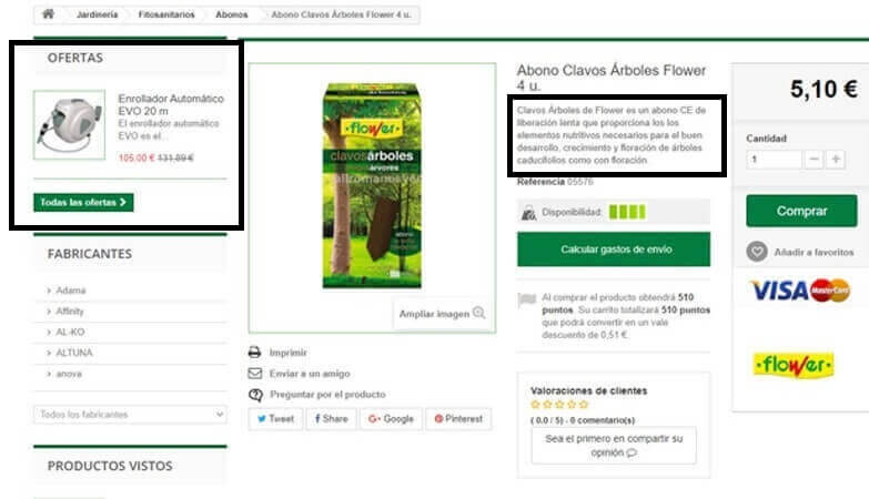 ficha de producto tienda online