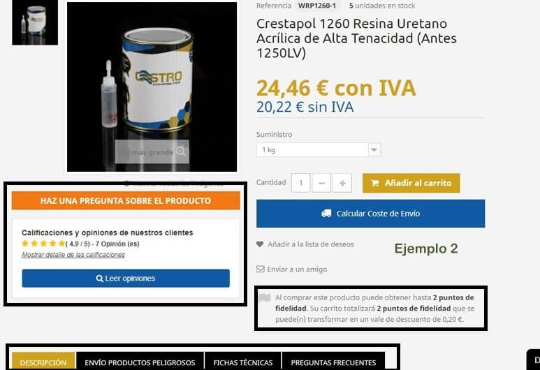 ficha producto ecommerce