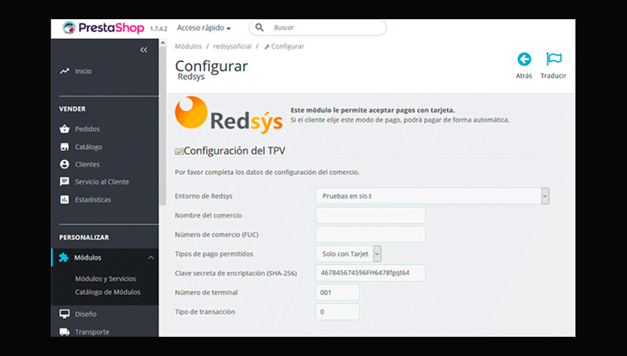 Configurar Redsys en PrestaShop en entorno de pruebas