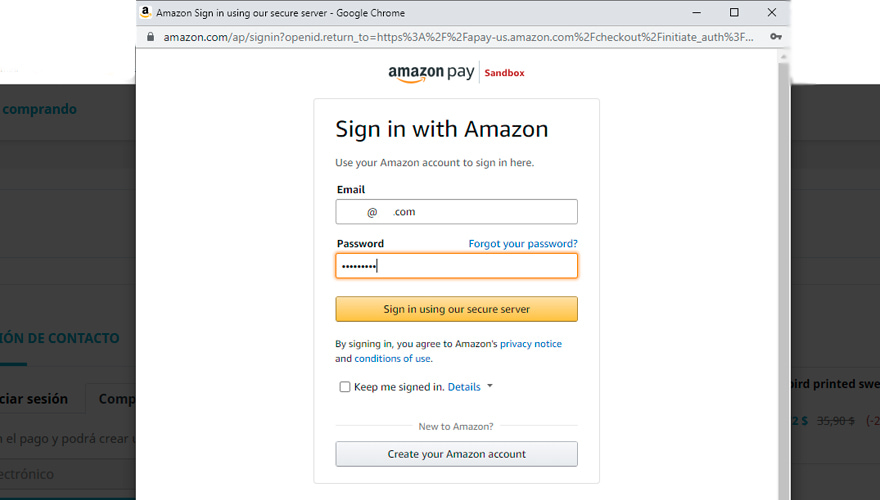 Log in Amazon Pay