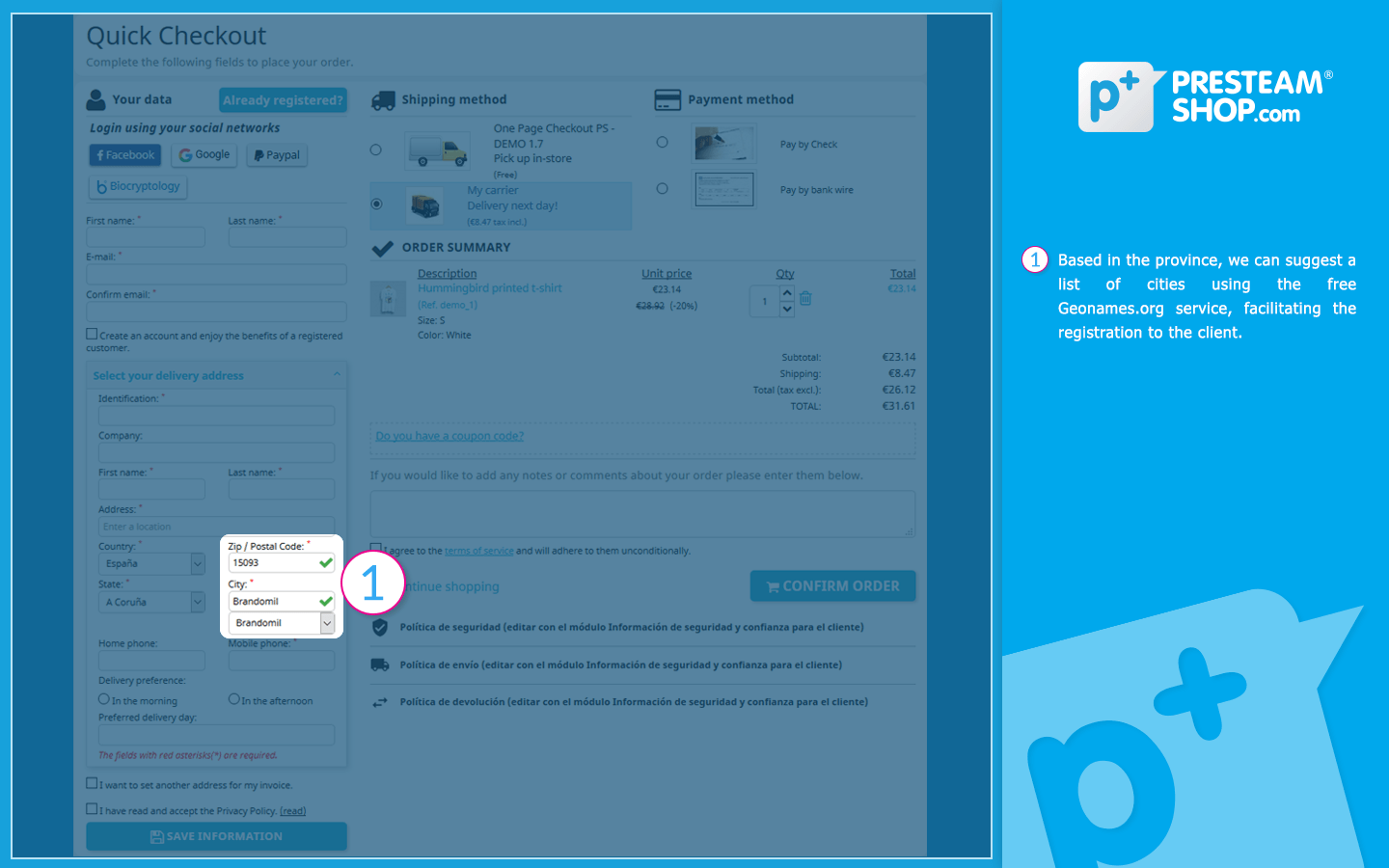 One Page Checkout PS - Improved checkout process