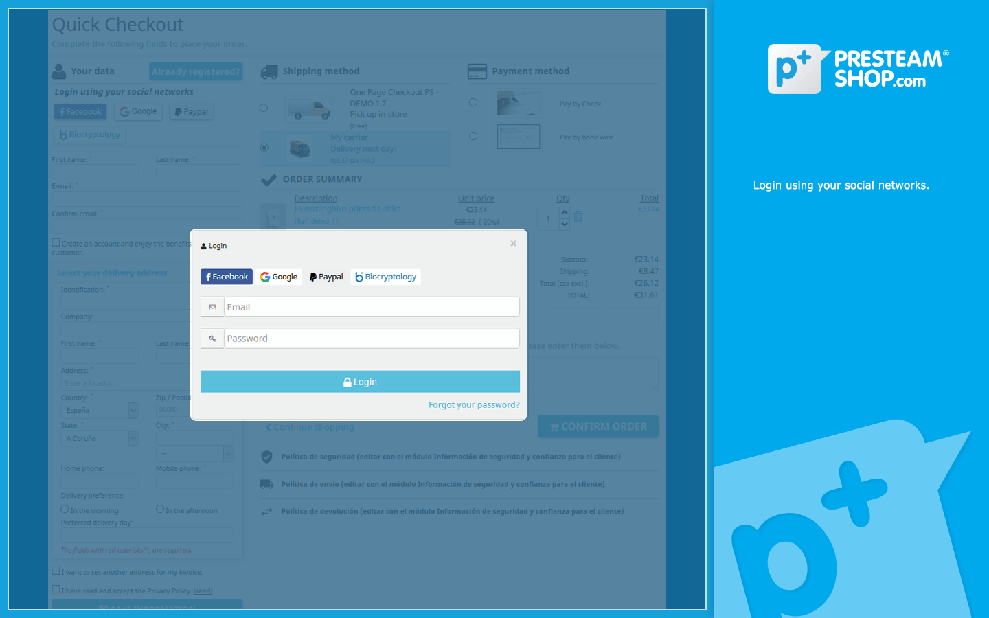 One Page Checkout PS - Improved checkout process